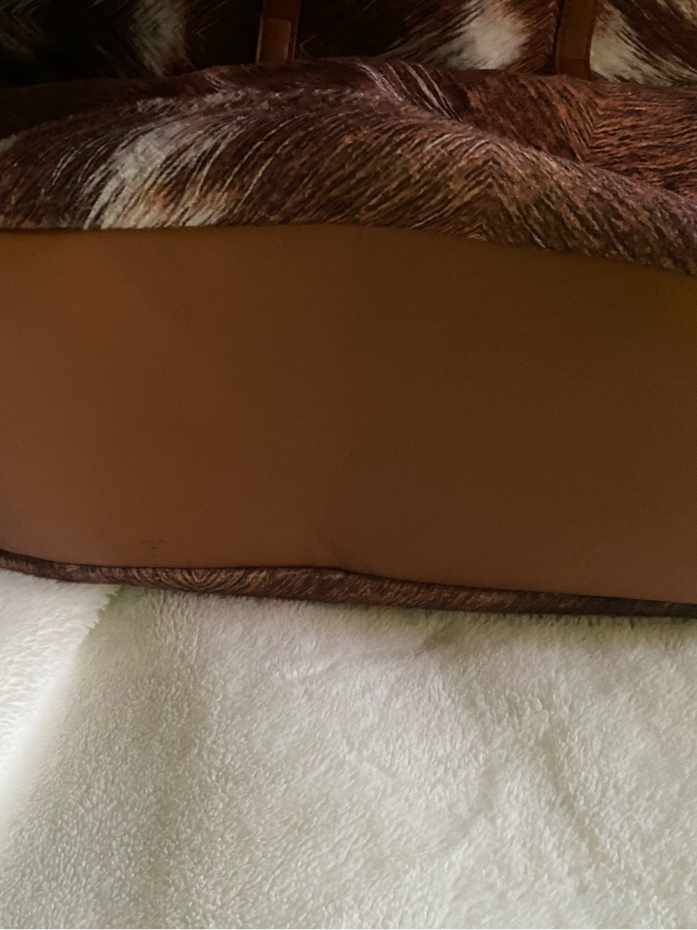 Brown Faux Leather and Fur Accent Tote bag